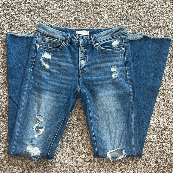 Altar'd State Denim - Altar'd State Light Blue Distressed Flare Jeans